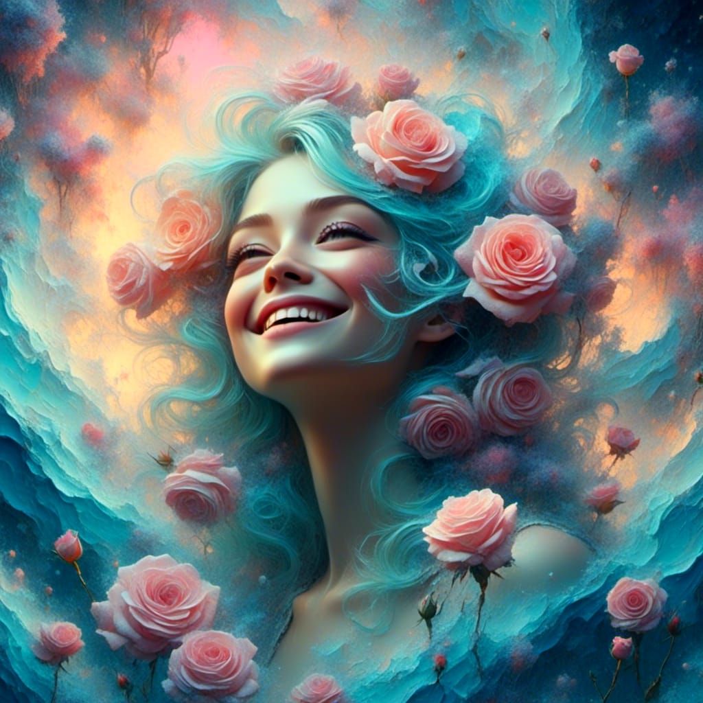 Psychedelic Pastel Rose in Magical Sunset