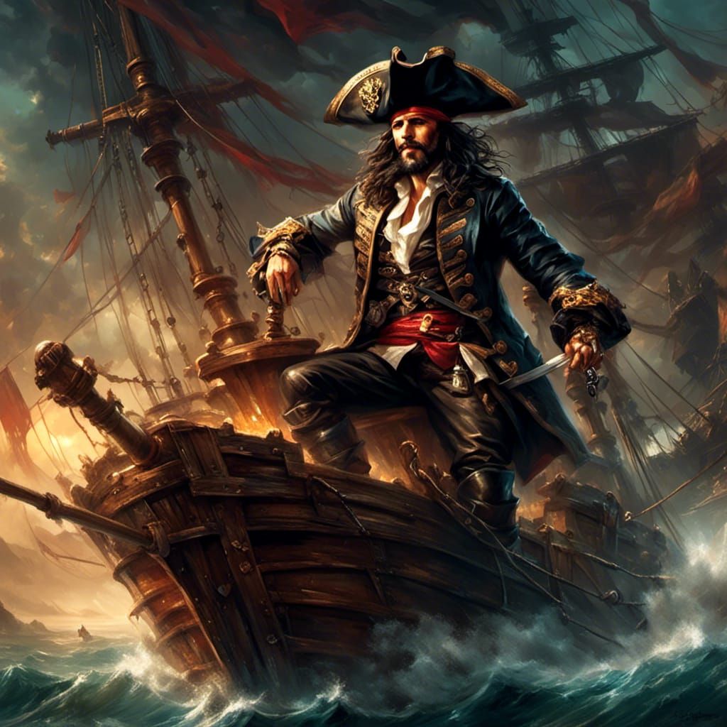 Epic Pirate Captain at Ship's Helm