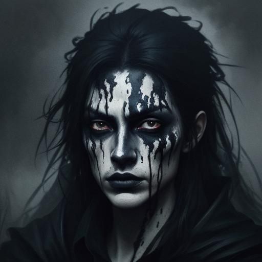Mysterious Dark Fantasy Portrait with Ink Splashes