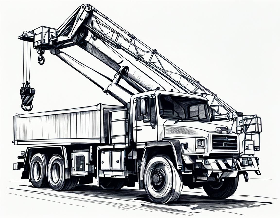 Truck Crane Line Drawing