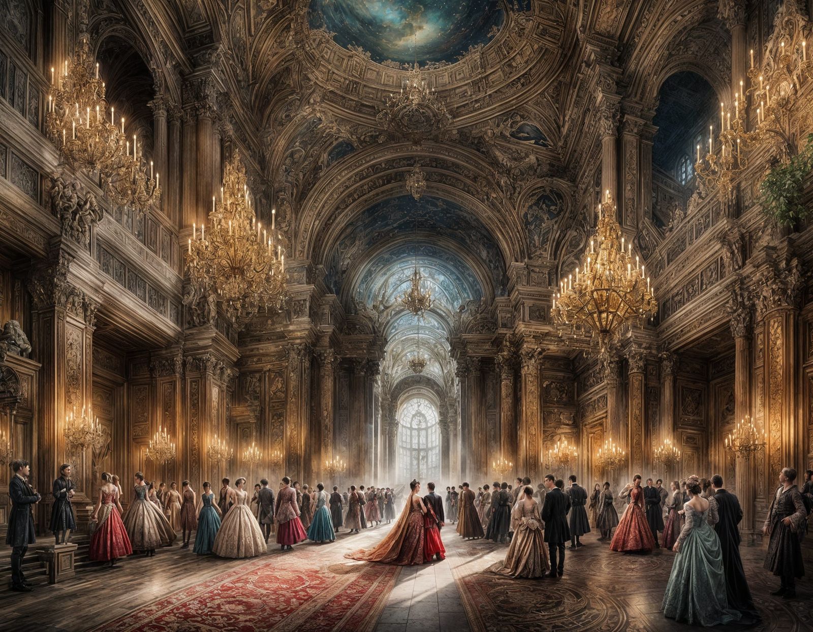 Elegant Baroque Opera House Entrance in Intricate Digital Ar...