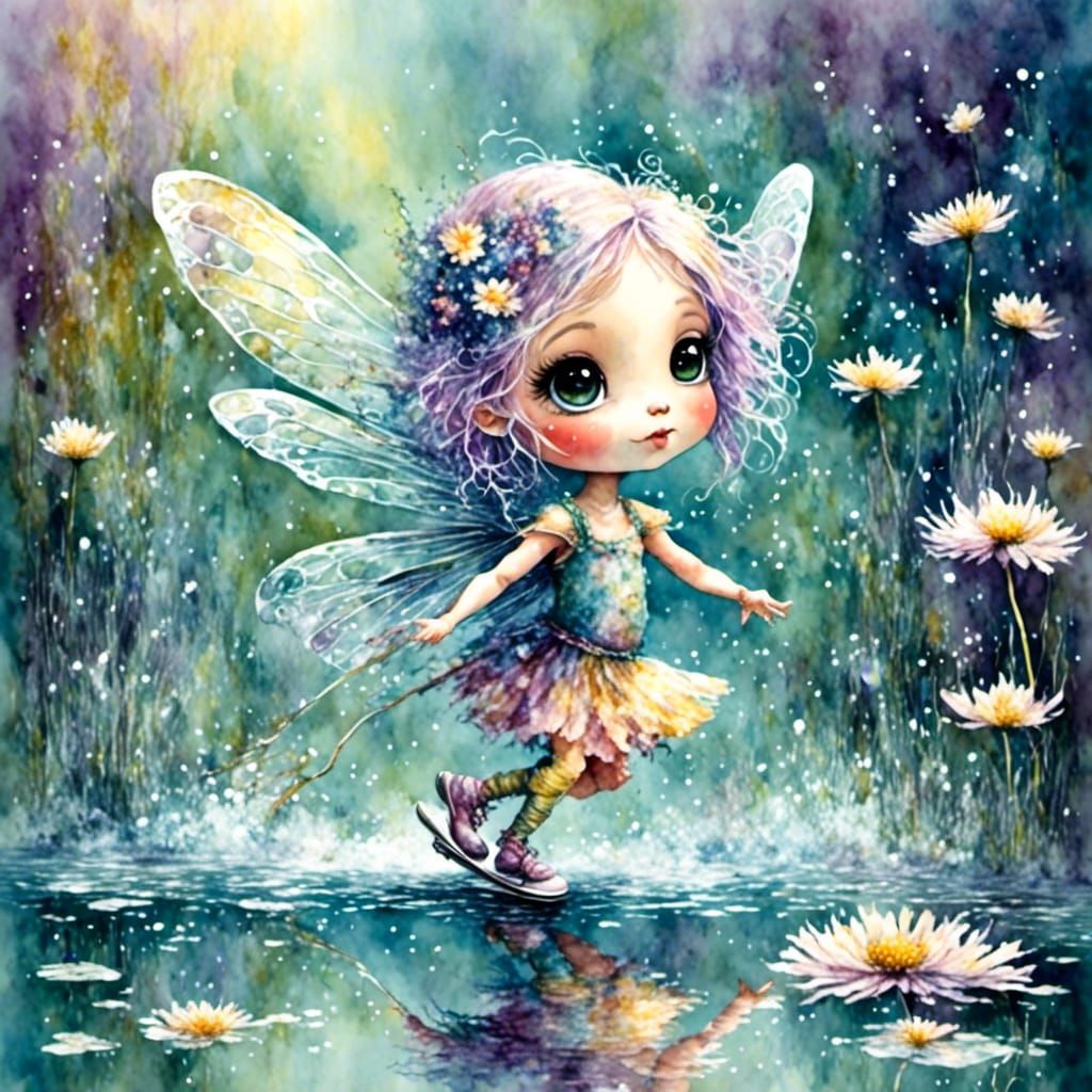 Dragonfly Skating: A Chibi Fairytale Scene