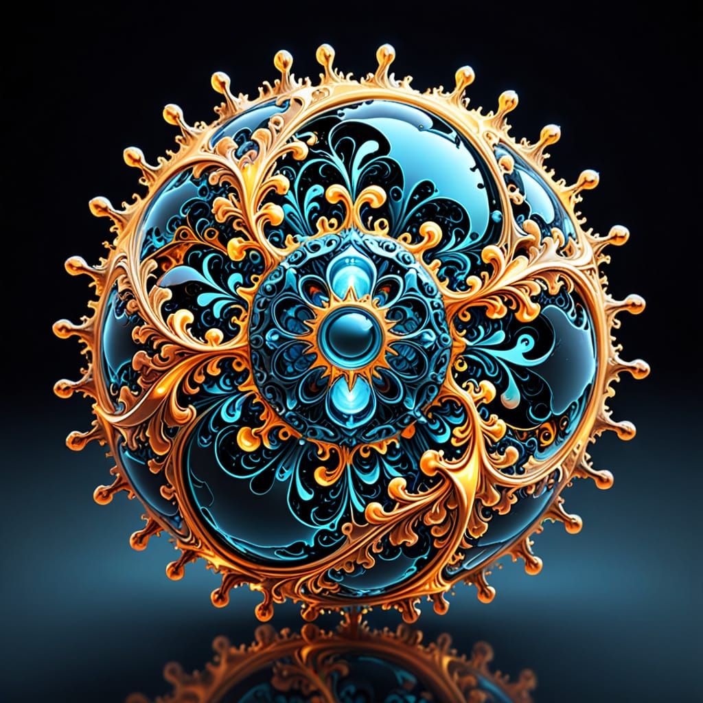 Abstract Mandelbulb Fractal Icon with Geometric Equations