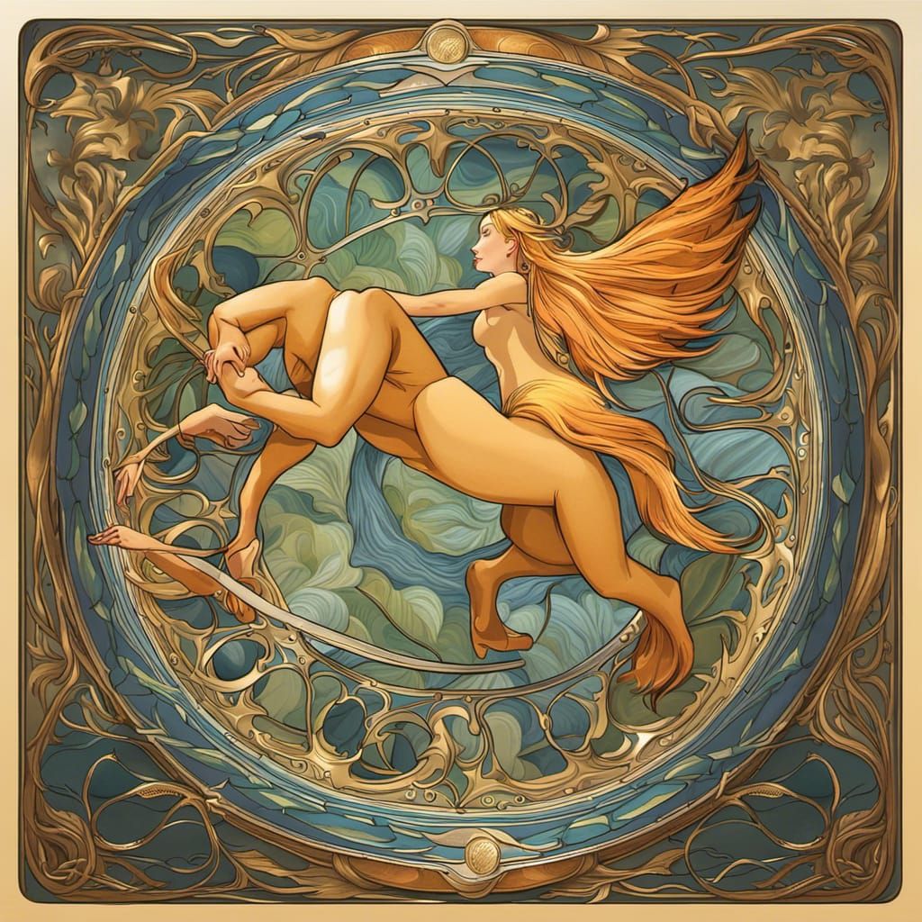 Sagittarius Centaur in Art Nouveau Style
