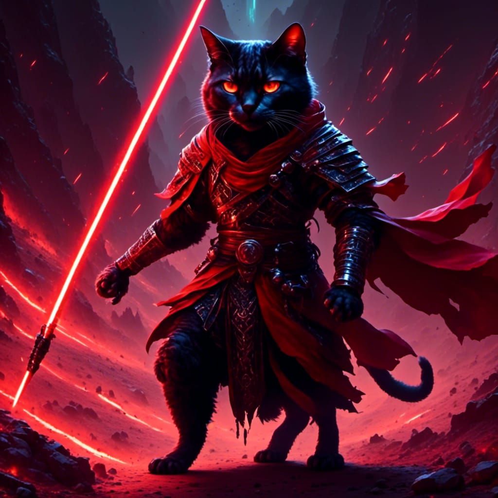 Cat Sith Lord with Lightsaber in Cinematic 3D