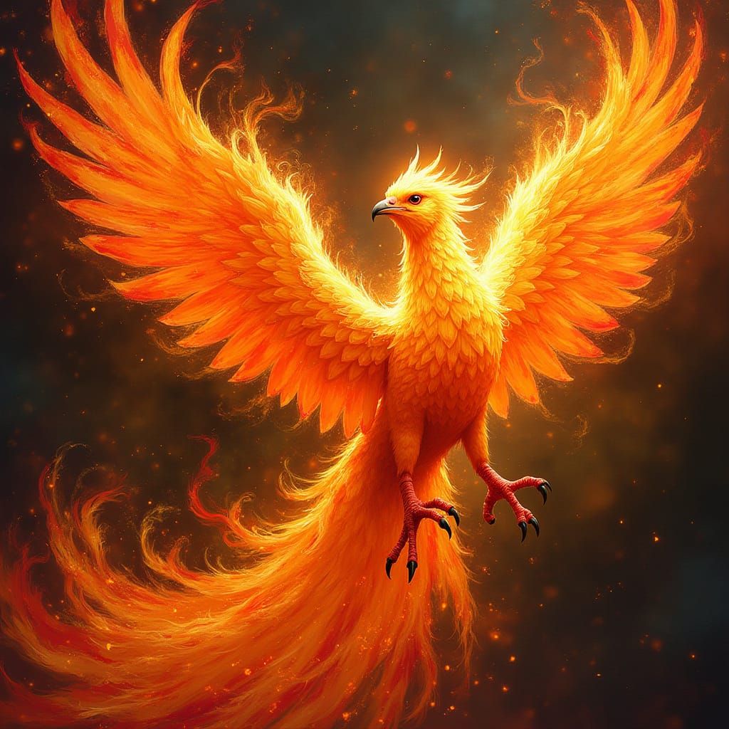 Phoenix Ignited in Vibrant, Swirling Flames