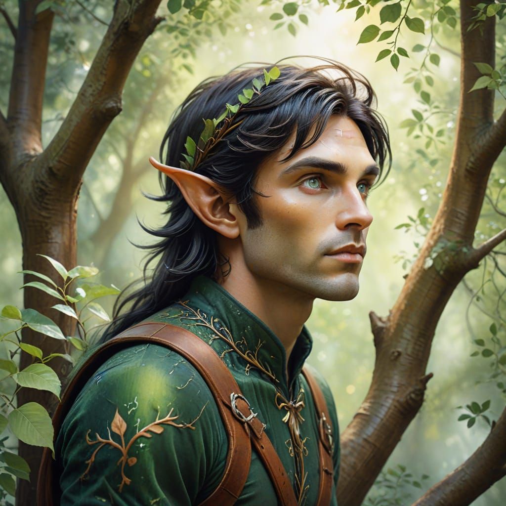 Forest Elf in Soft Focus Watercolor