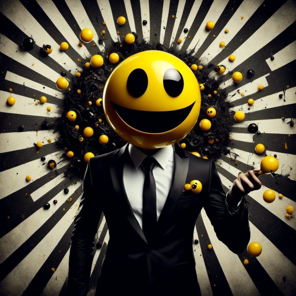 Cursed Pac-Man in Suit and Tie with Human Eyes