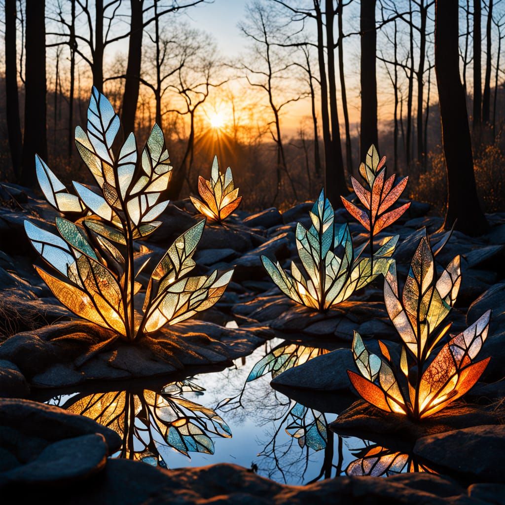 Surreal Abstract Sculpture in Golden Light