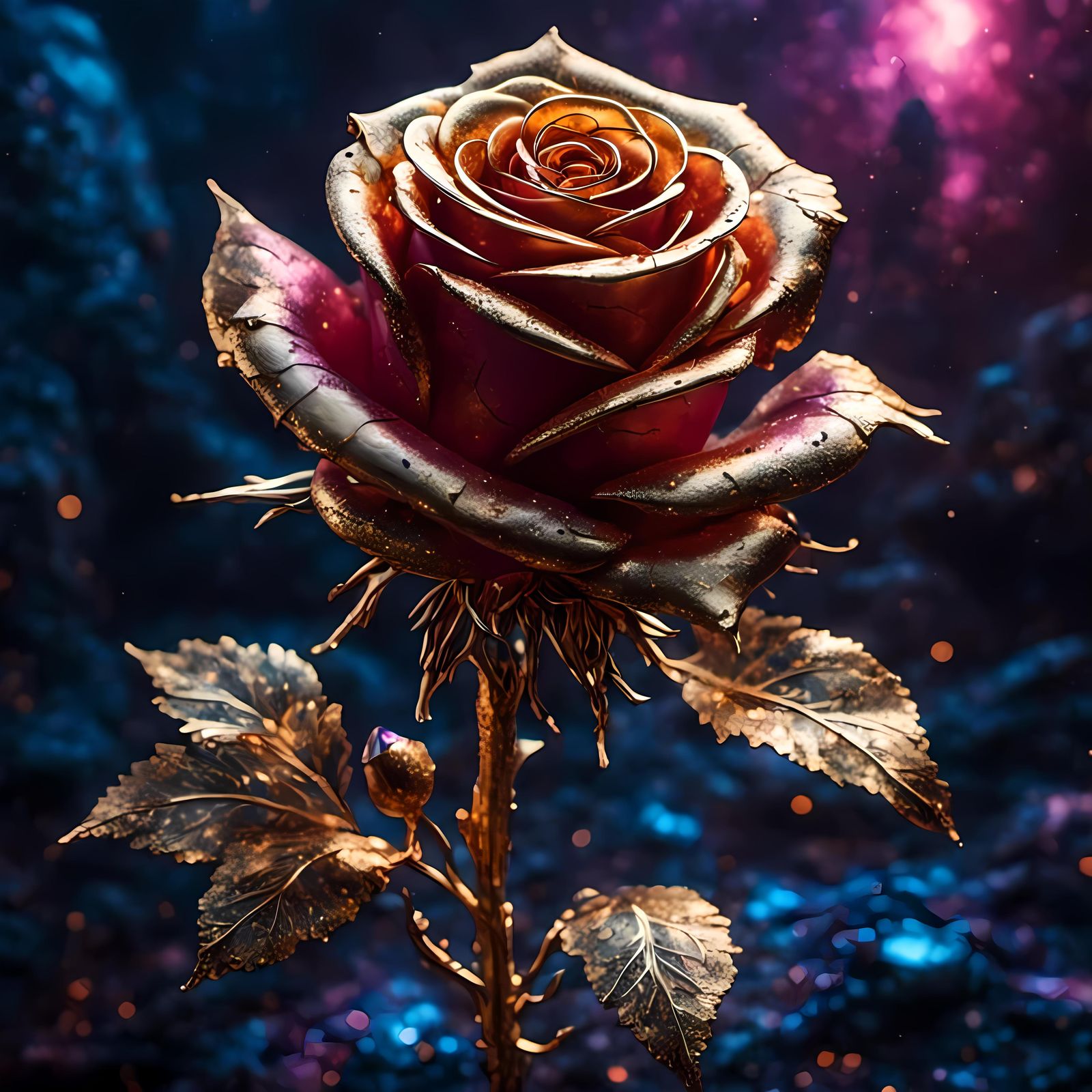 Gold-Tipped Rose with Night Sparkle Effect