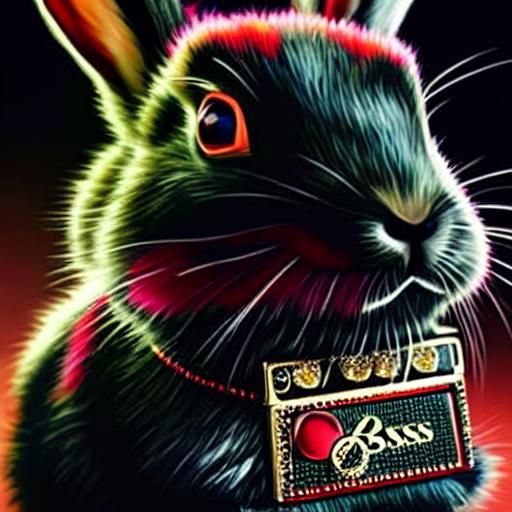 Hyperrealistic Portrait of a Rabbit with Diamond Pendant