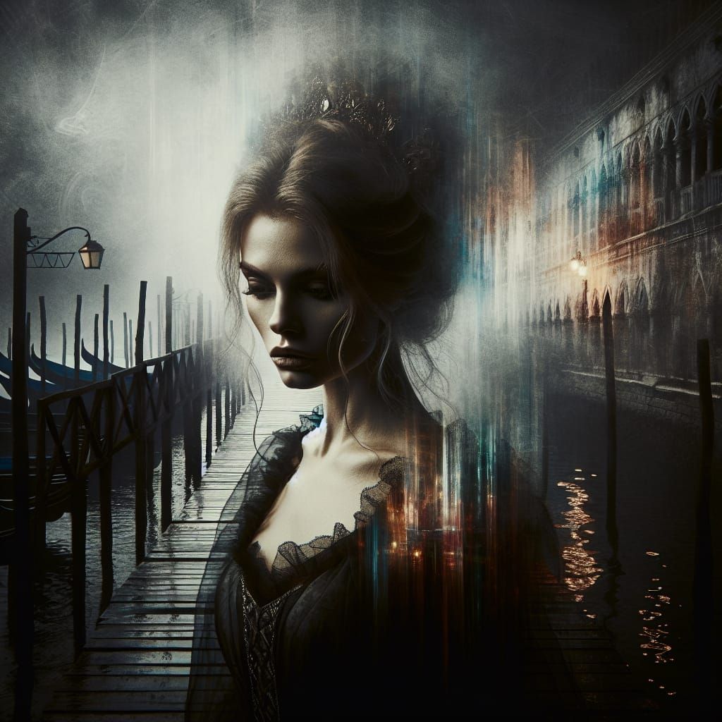 Gothic Fantasy Portrait of a Solitary Woman in Fog