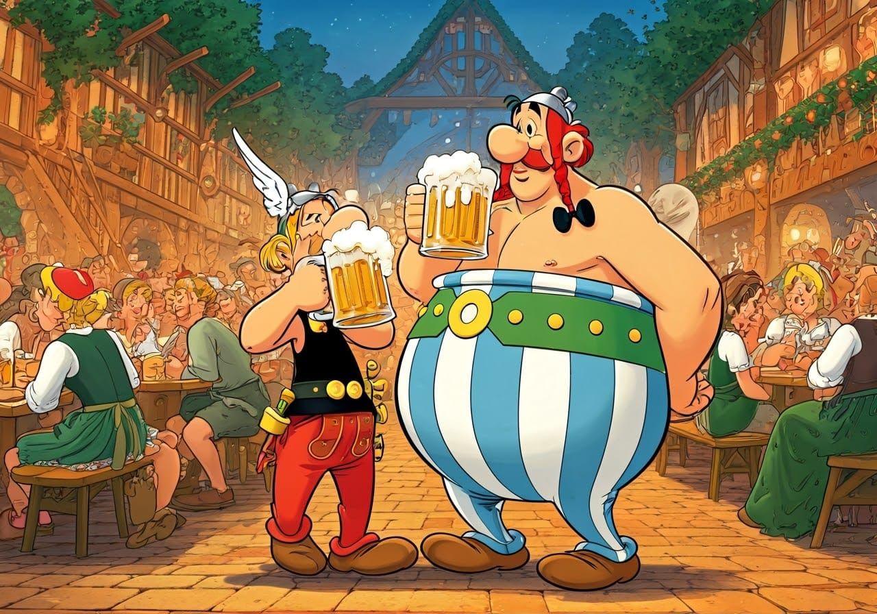 Asterix and Obelix Celebrate Oktoberfest