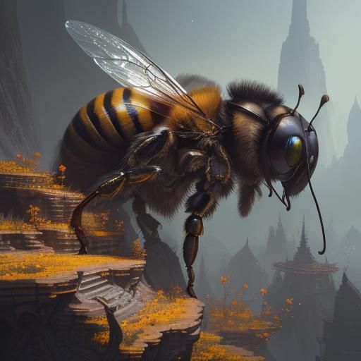 Detailed Matte Painting of a Bee