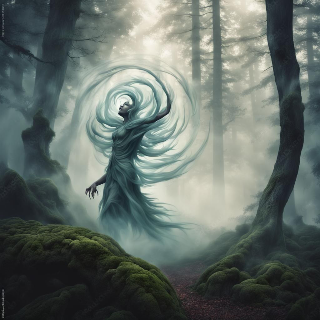 Ethereal Air Spirit in Mystical Forest