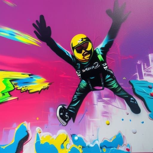 Skydiver in Graffiti Splash Art Style
