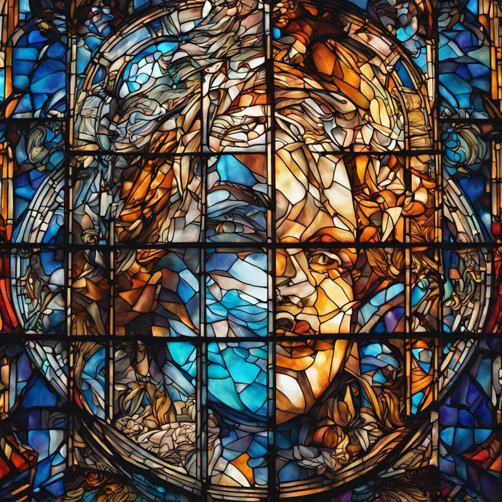 Intricate Stained Glass Windows in Hyperrealistic Style