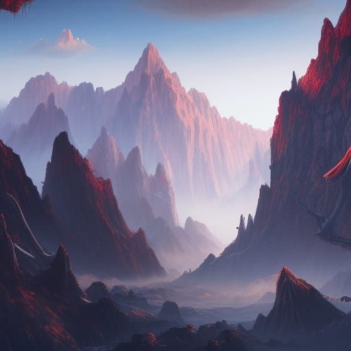 Detailed Matte Painting of a Mountain Giant