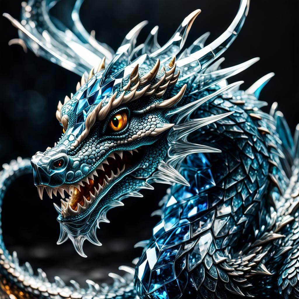 Hyperrealistic Crystal Glass Dragon in HDR