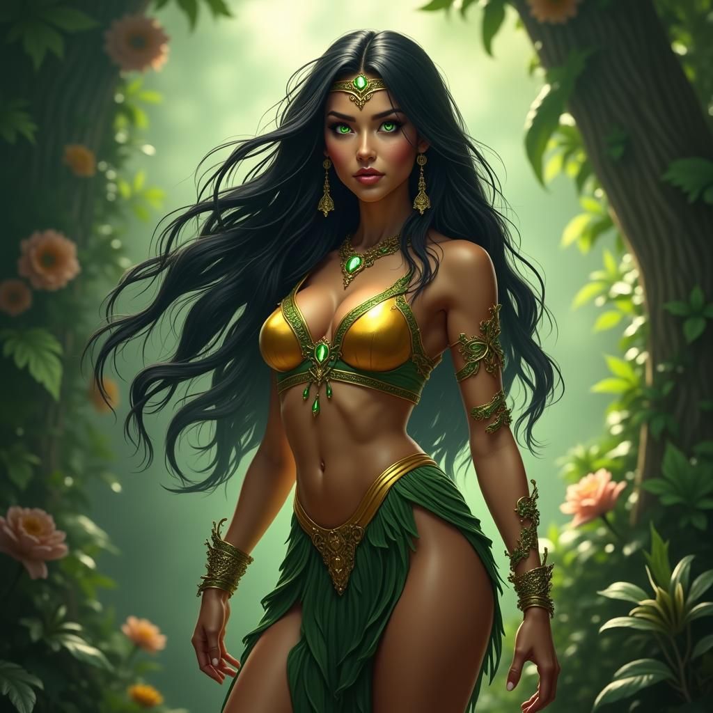 Druid Woman in Jungle, Digital Art