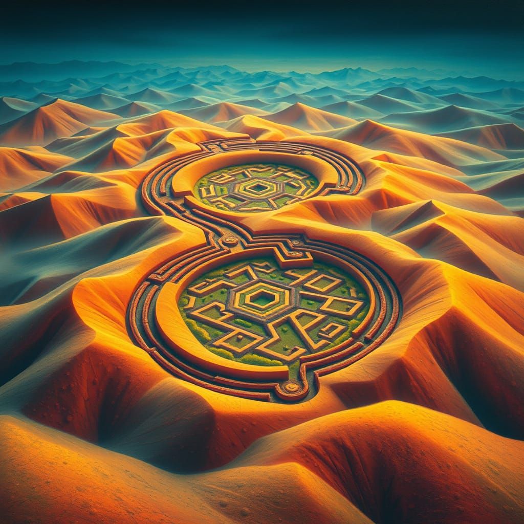Ethereal 8-Shaped Landscape in Vibrant Colors