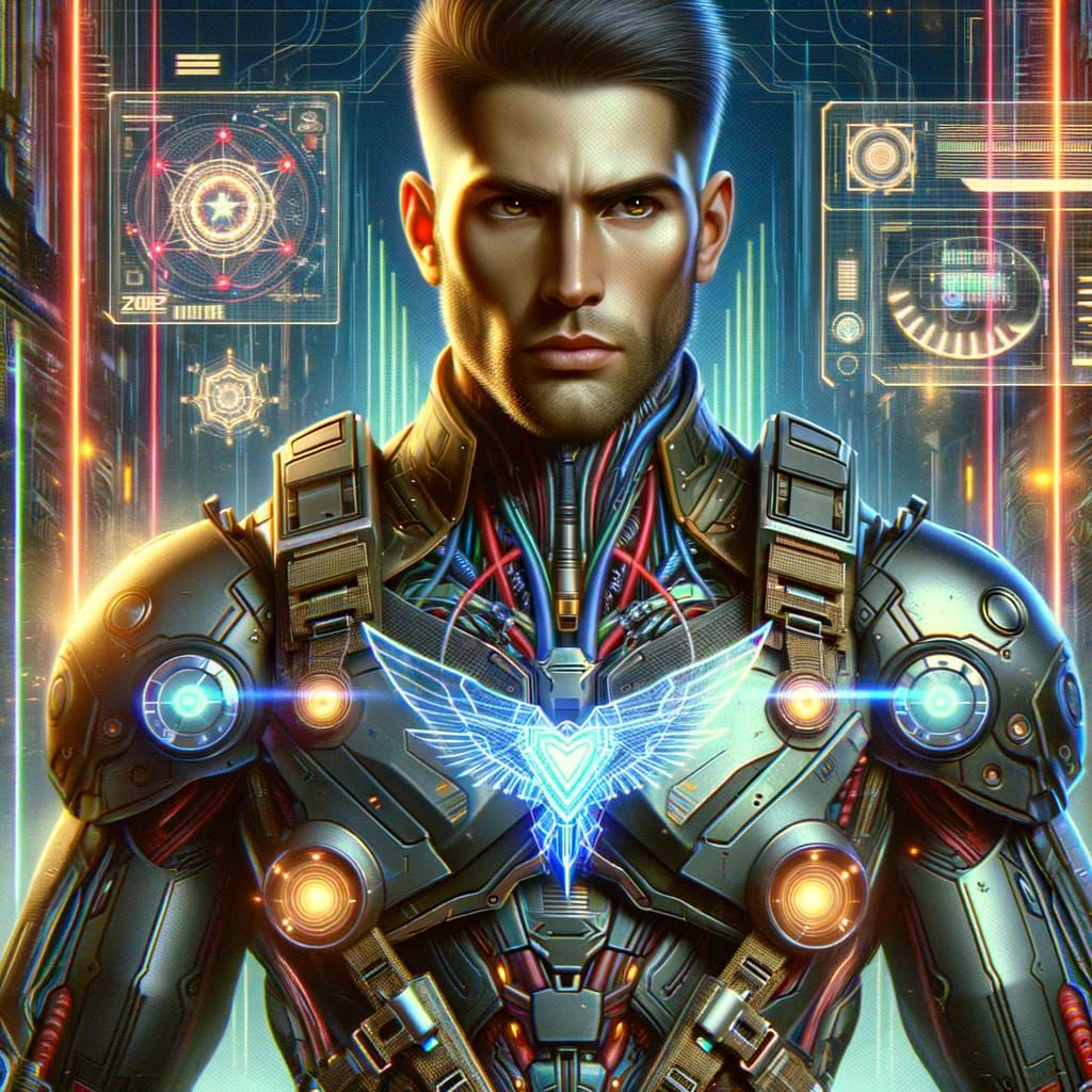 a handsome raypunk super-soldier