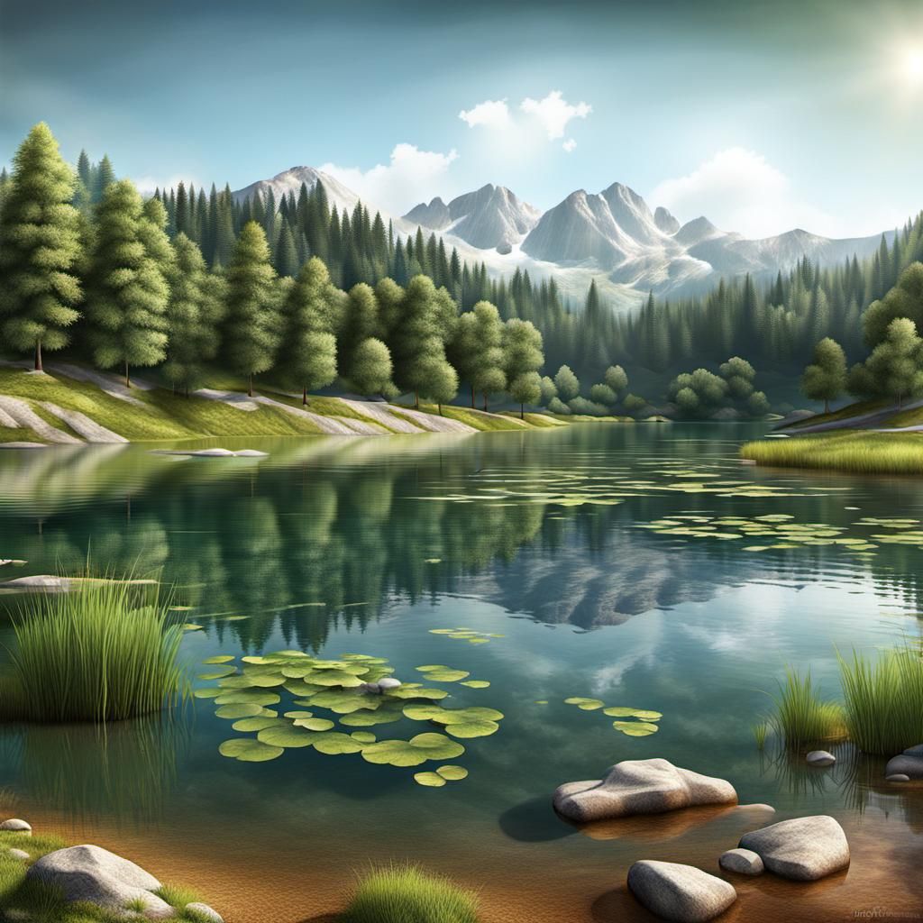 Photorealistic Lake Landscape