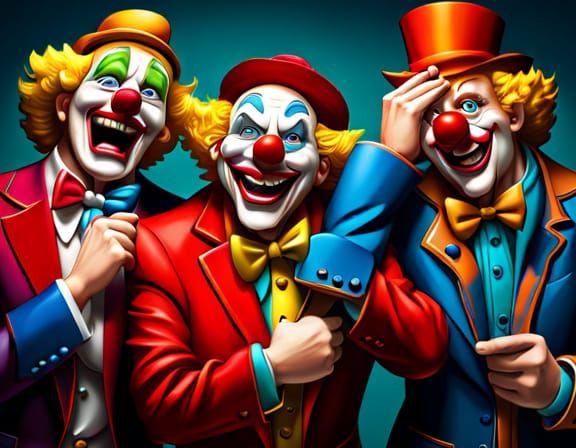 Colorful Clown Seamless Pattern in Linen Print Style