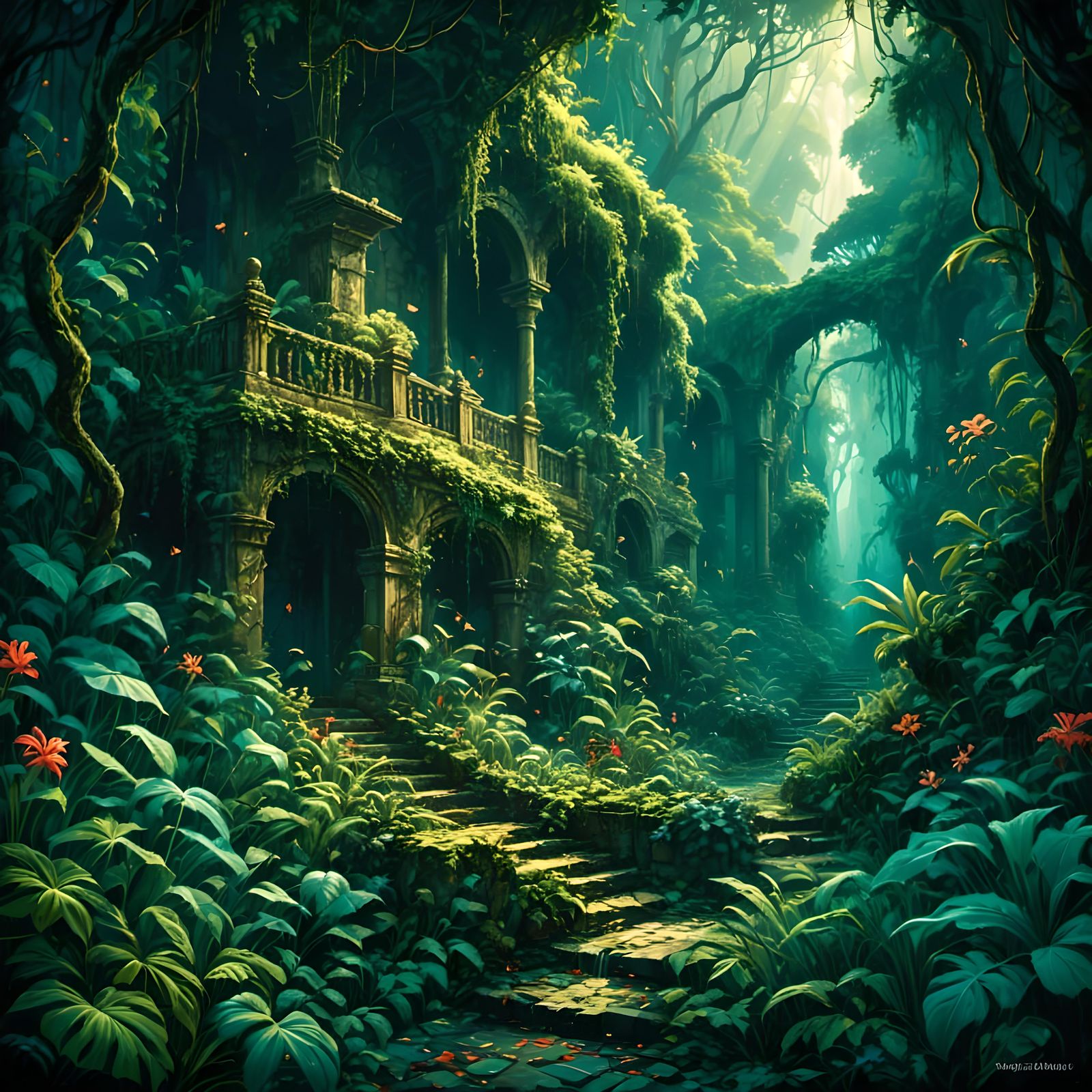 Lush Secret Garden Landscape by Dan Mumford