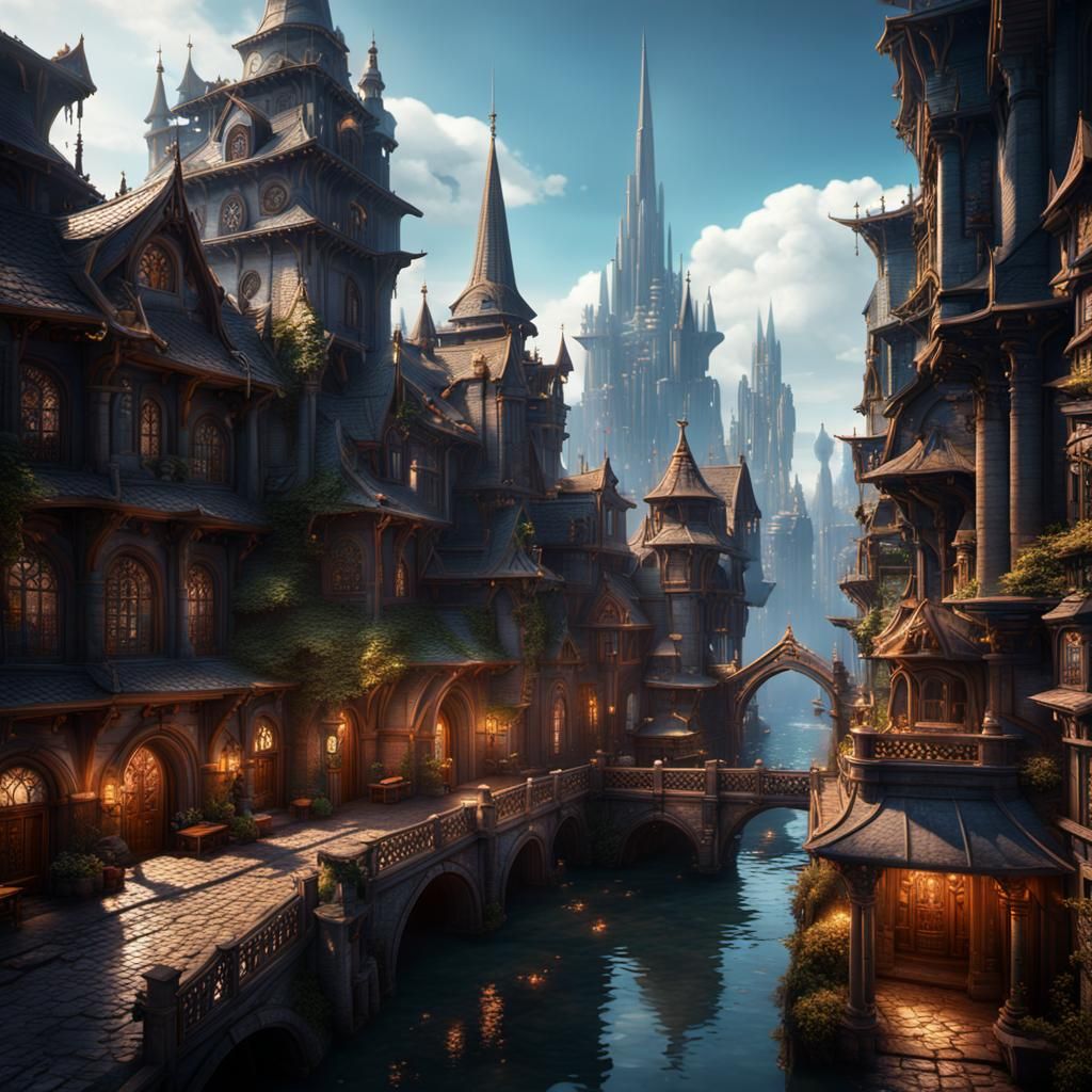 Fantastical City Concept Art in Deep Color