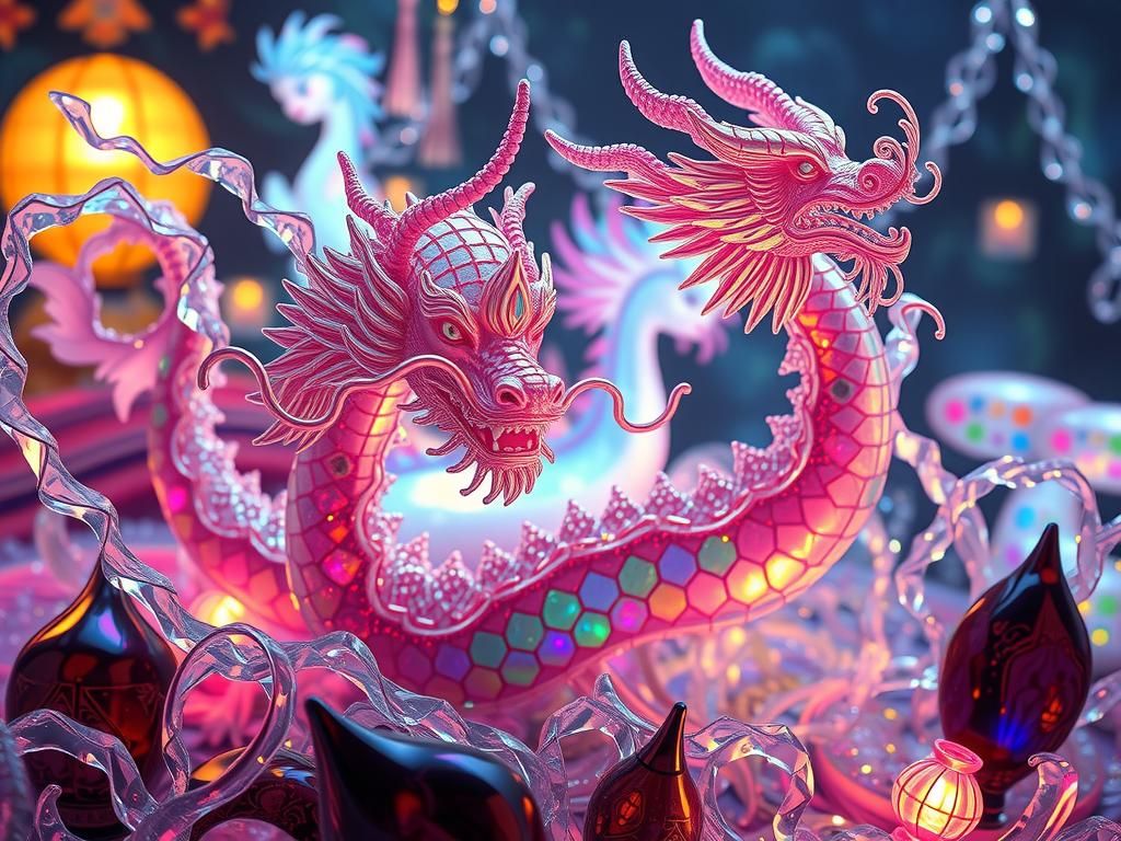 Glass Dream Japanese Dragon in Ethereal Dreamscape