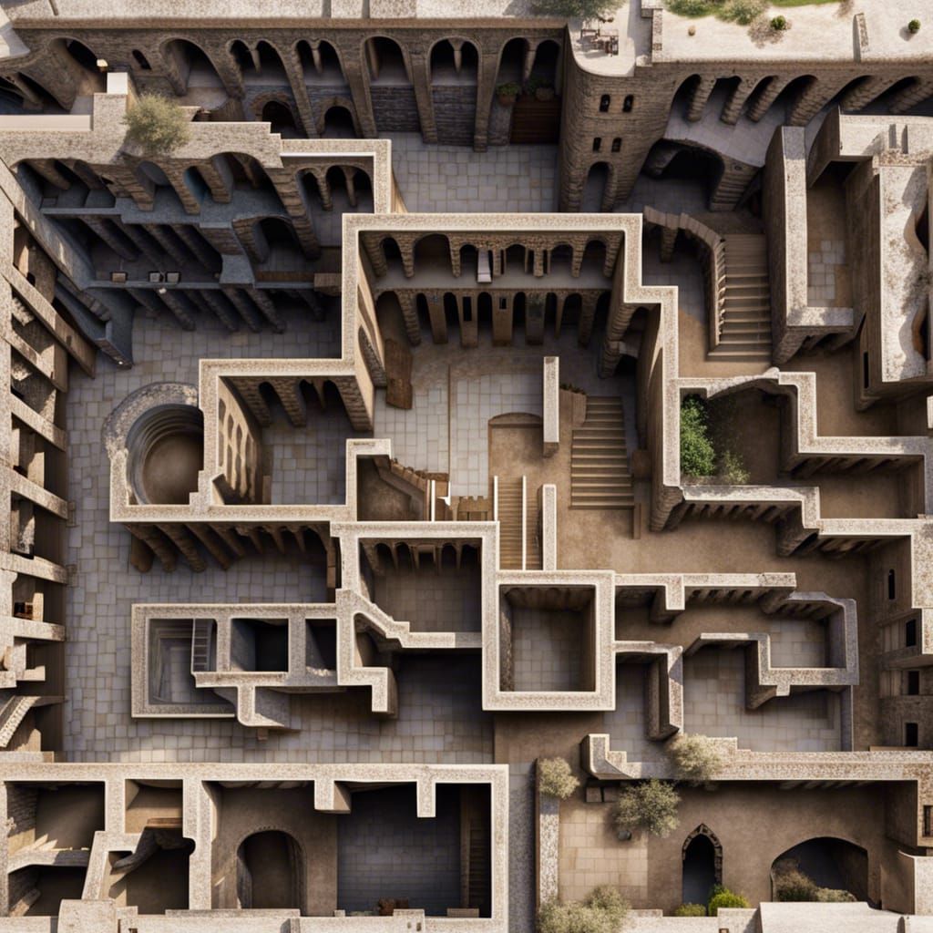 Detailed Top Down View of Ancient Ruins Maze
