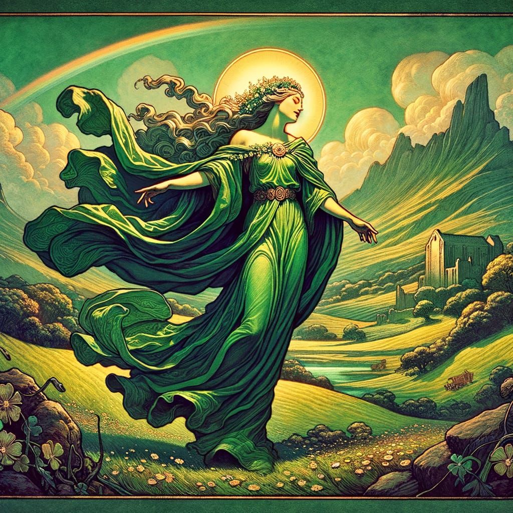 Saint Patrick's Goddess in Timeless Animated Splendor