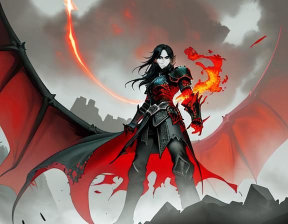 Unholy Knight in Dragon Armor: Dark Fantasy Art