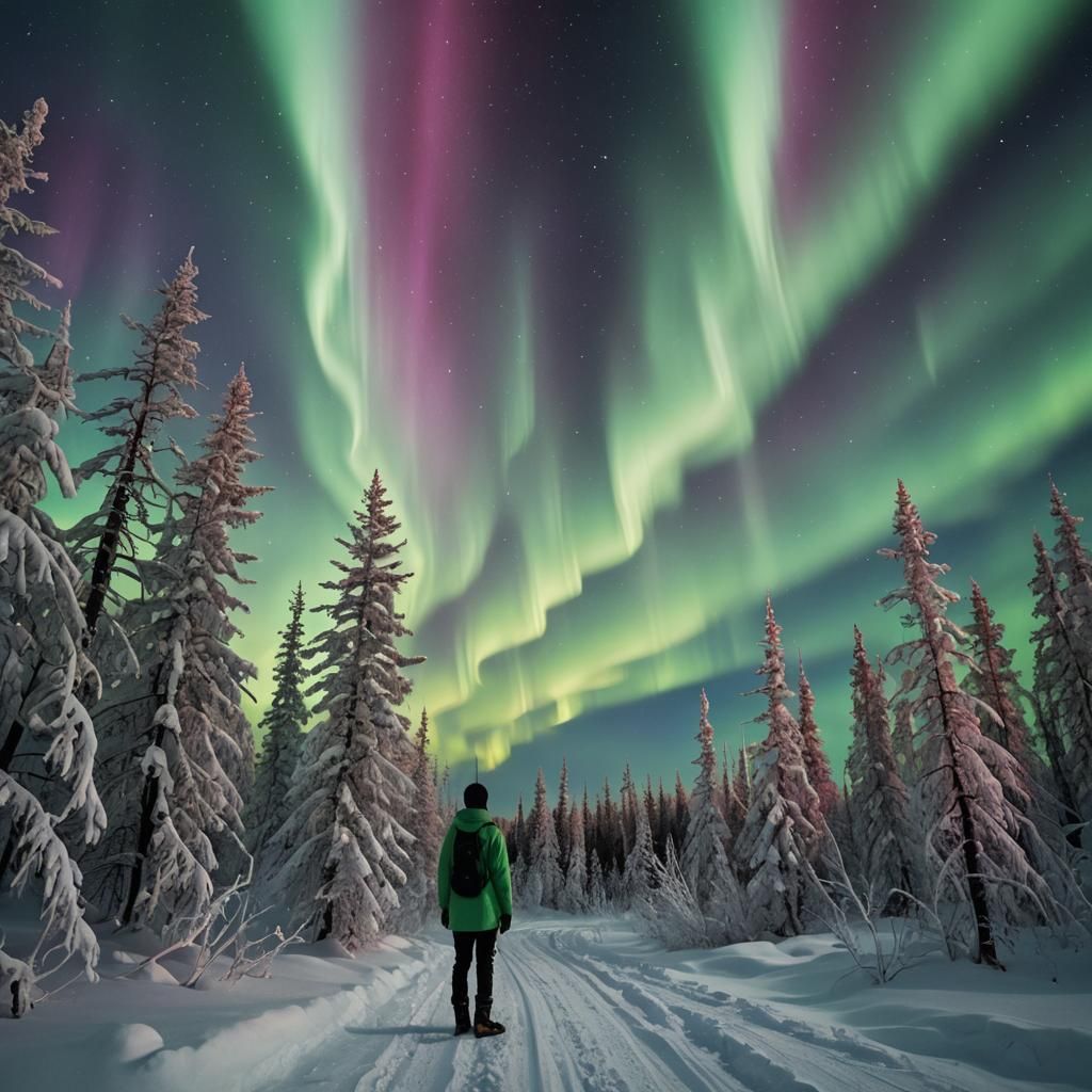 Colorful Fantasy Being Amidst Northern Lights