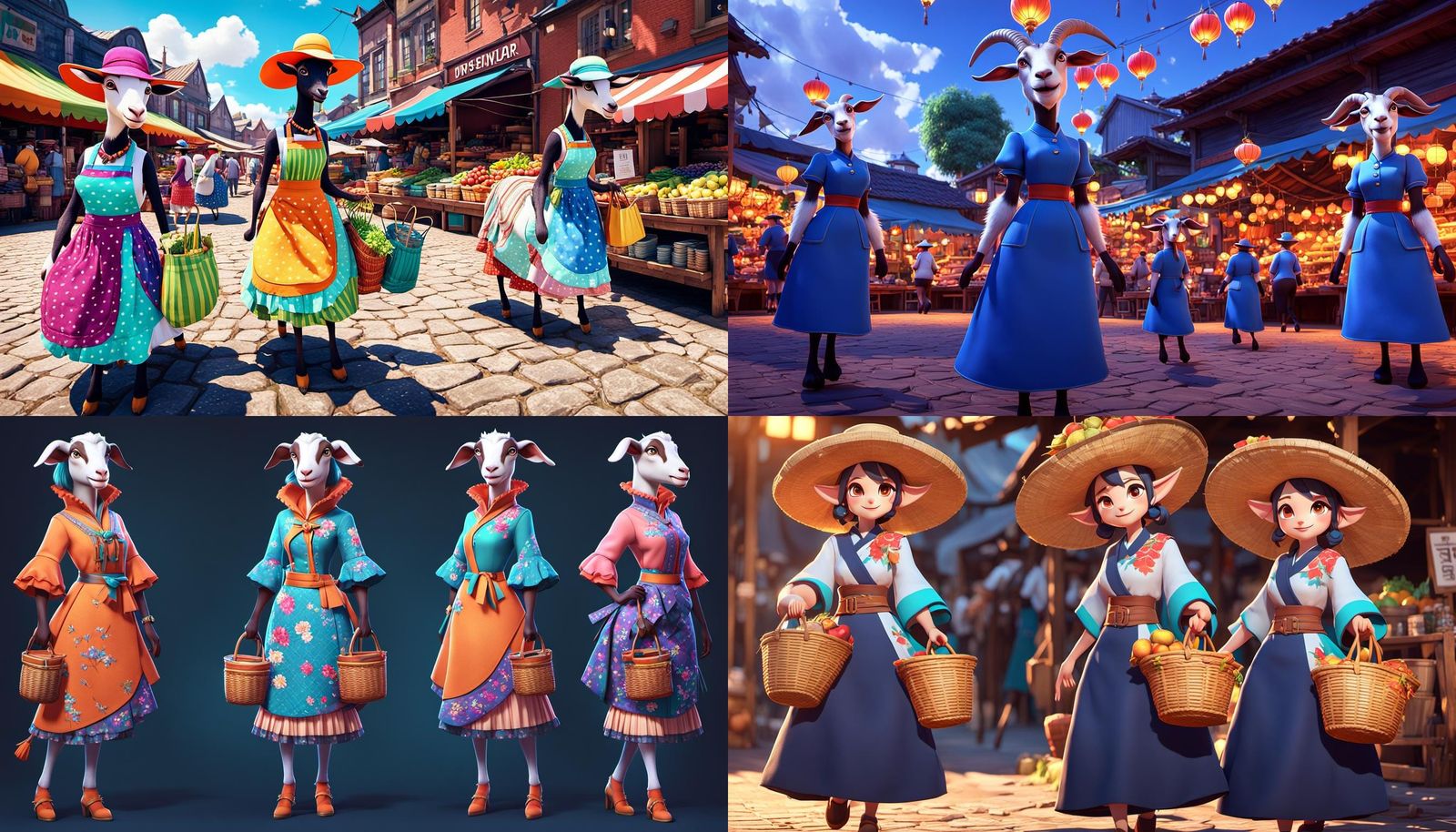 Female Goat Going to Market in Pixar Style