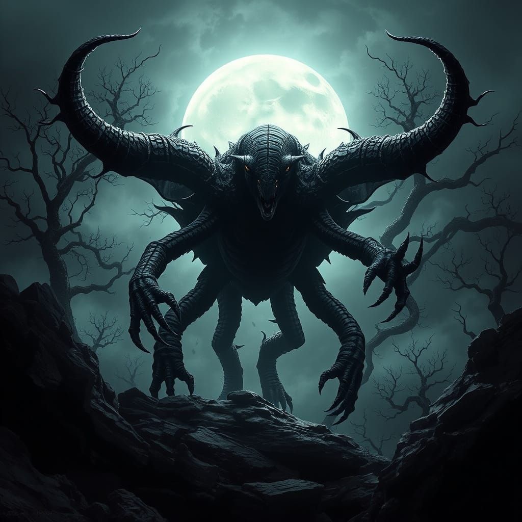 Raven on Twisted Tree in Dark Gothic Style