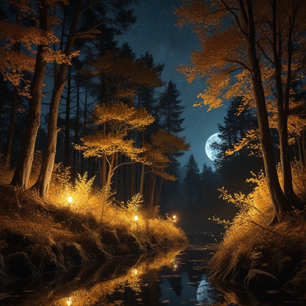 Dark Fantasy Tree of Autumn Majesty in 8k