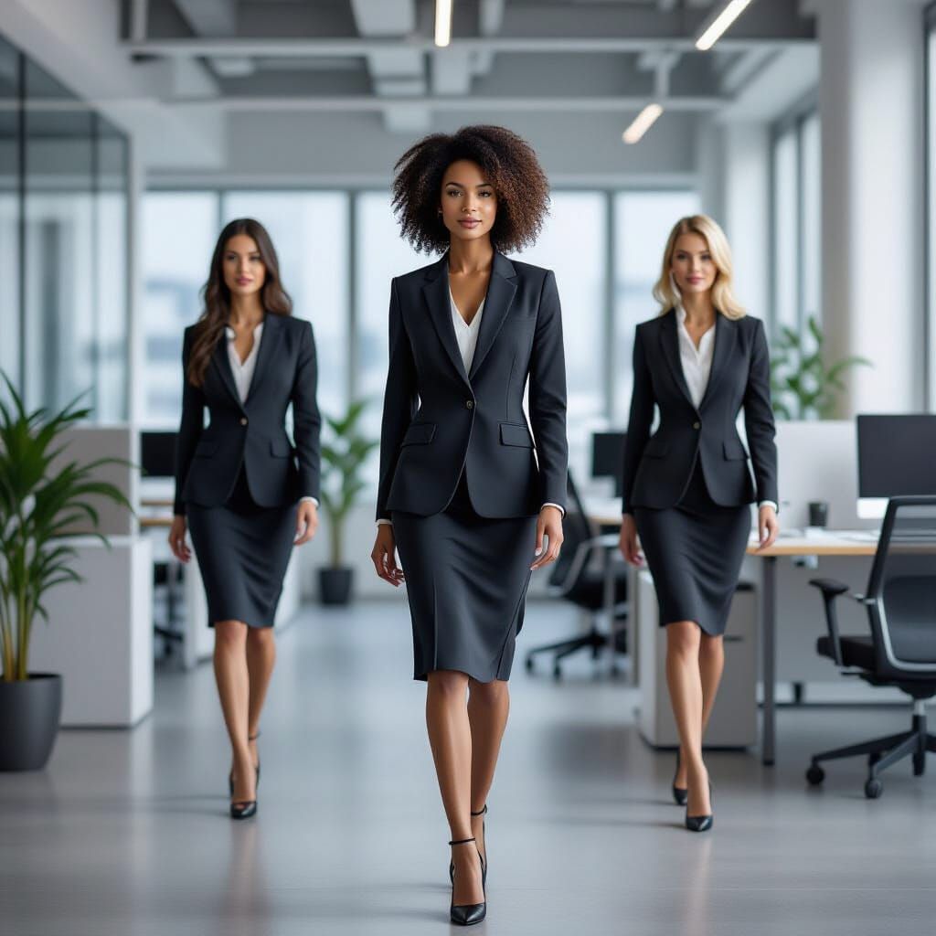 Successful Businesswomen in Modern Office, Hybrid Style