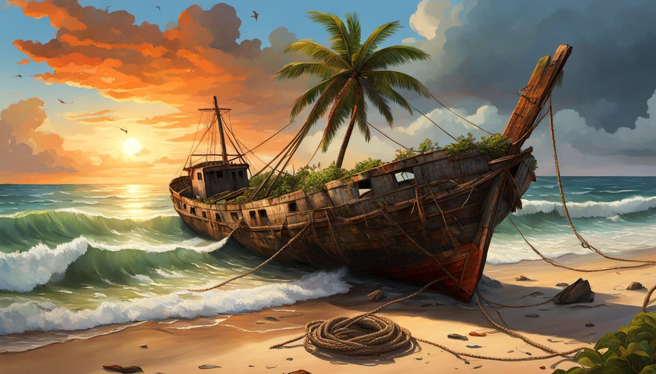Ivory Coast Shipwreck: A Digital Painting