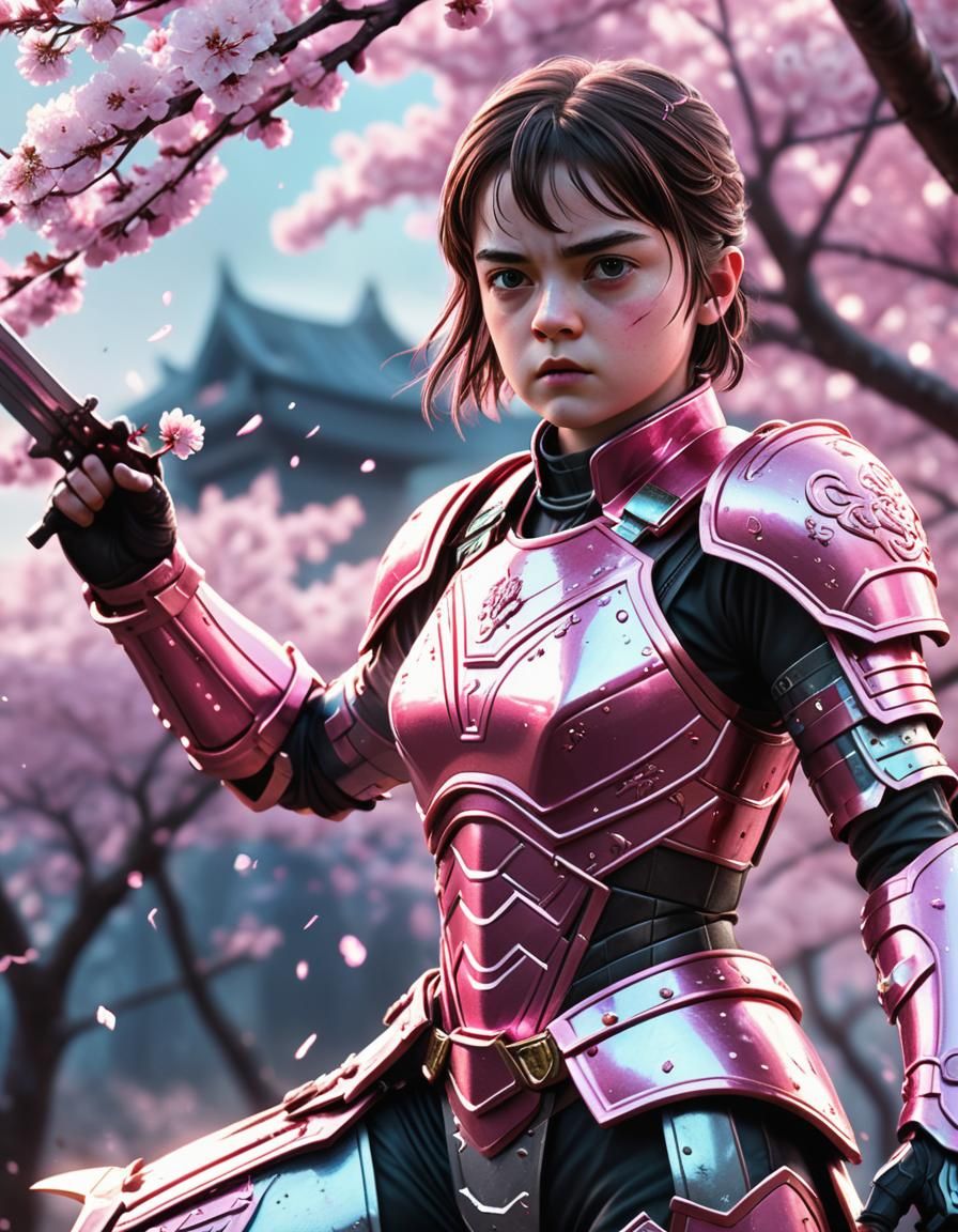 Anime Arya Stark as Pink Ranger in 3D