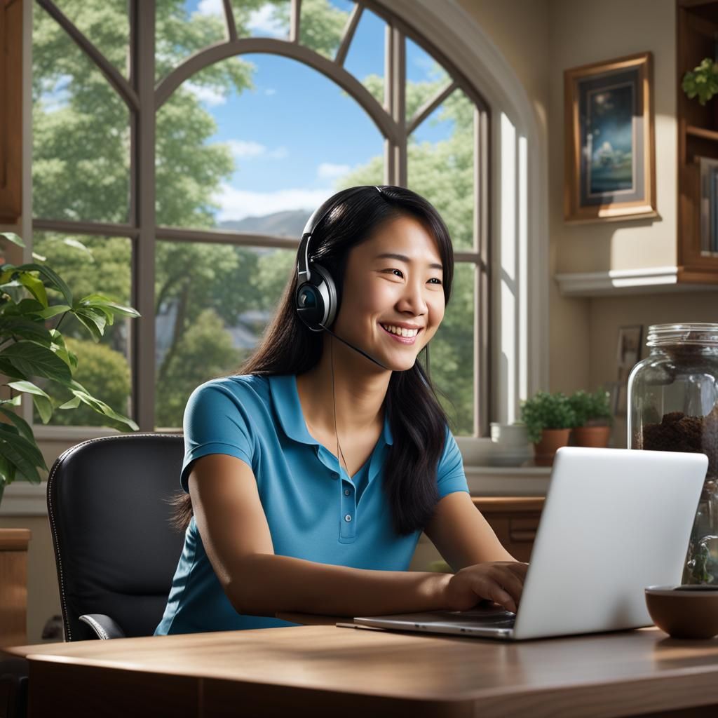 Hyperrealistic Computer Support Specialist Working from Home