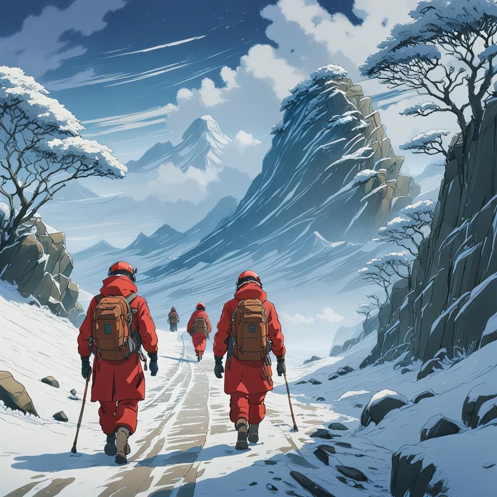 Geologists in Himalayan Blizzard, Studio Ghibli Style