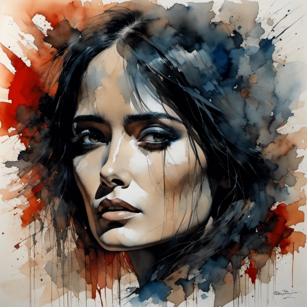 Salma Hayek Portrait with Elven Ink and Woodsplash