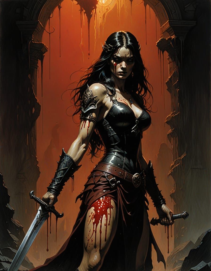 Dark Fantasy Sword in Golden Hour Lighting