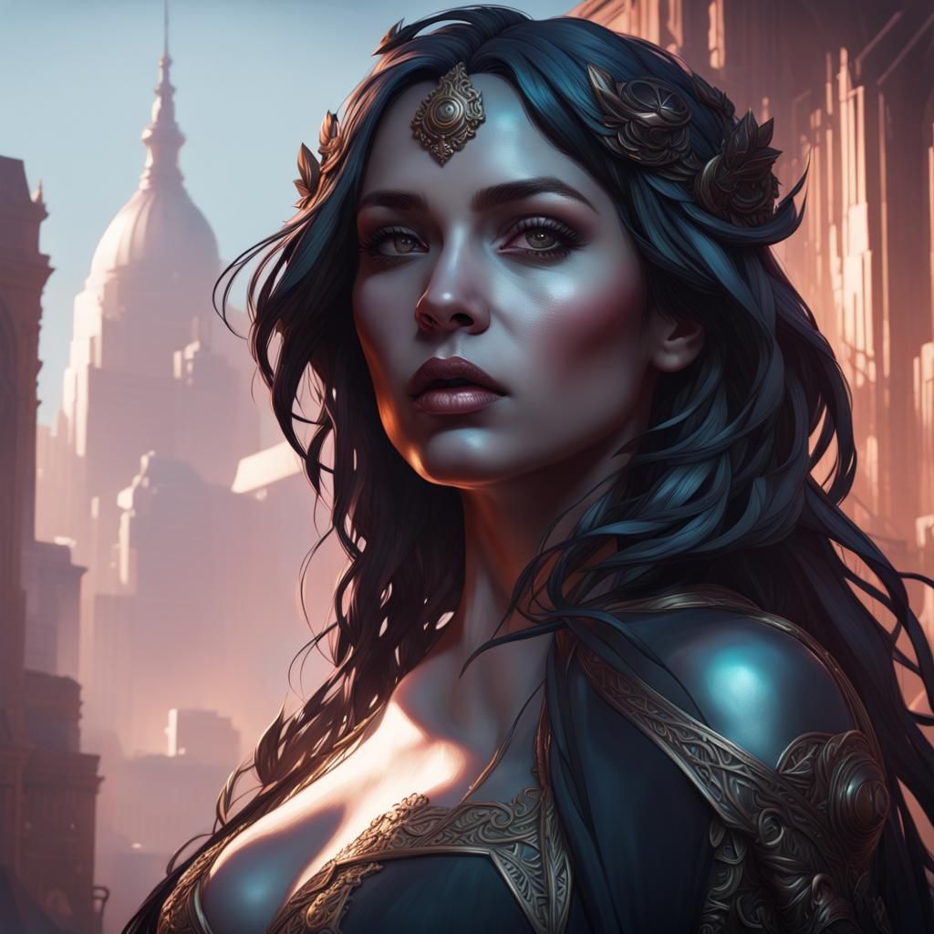 Dark Portrait in Hyperdetailed Art Nouveau Style