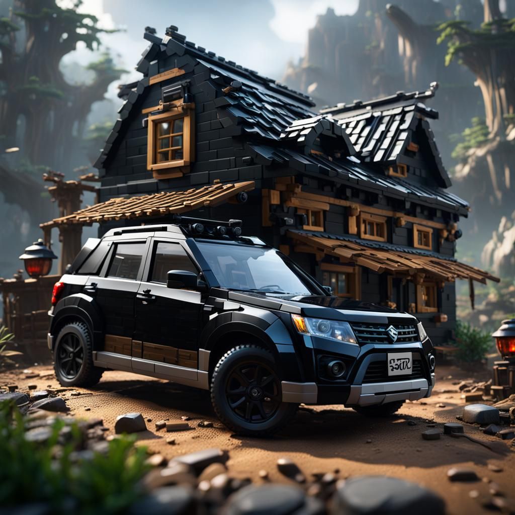 black LEGO suzuki grand vitara car,  outside very  small sha...