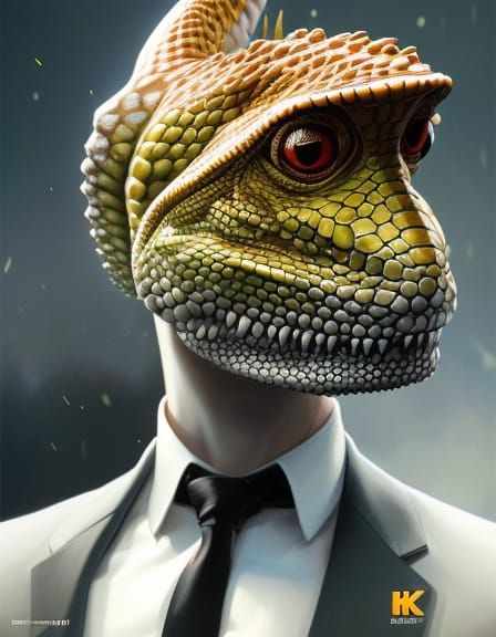Lizard-Human Portrait in Hyperdetailed Art Style