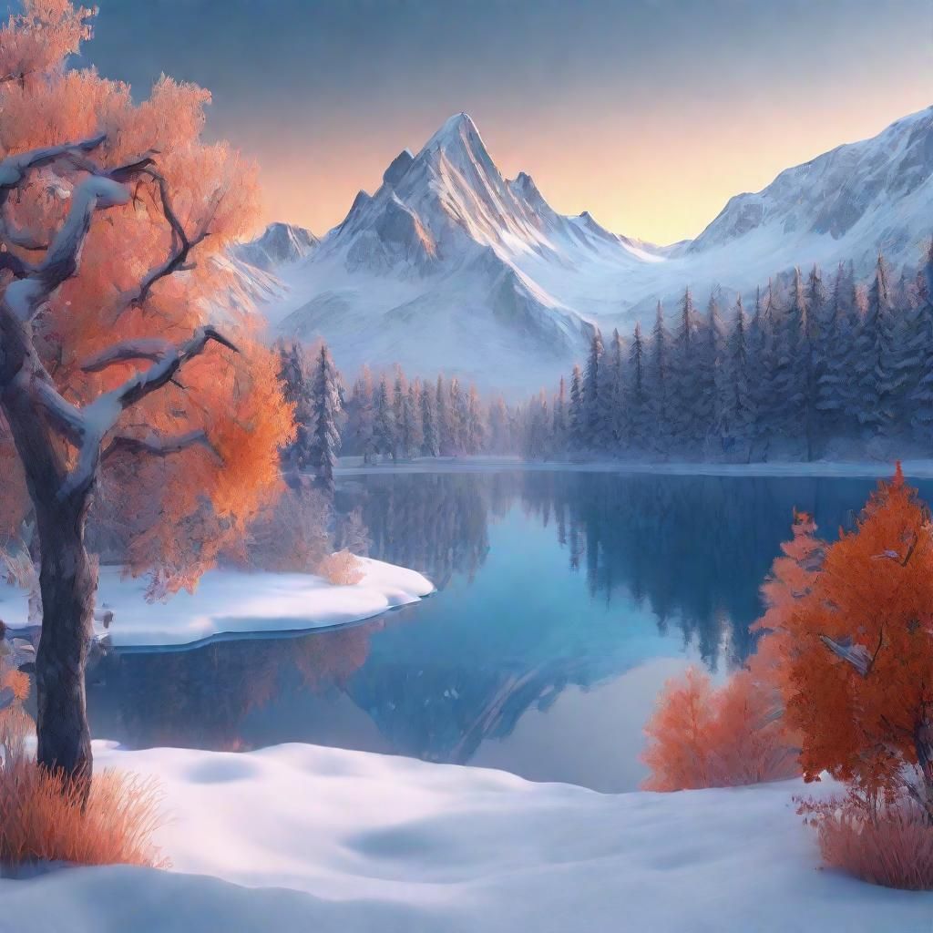 Winter Landscape Concept Art in Pendleton Ward Style