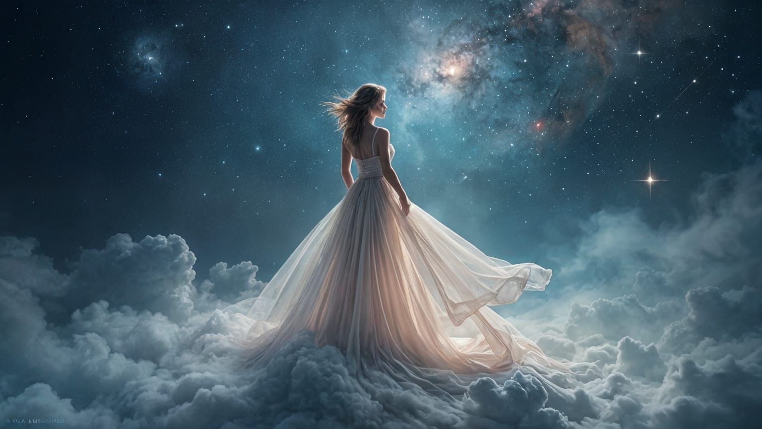 Wise Woman Gazing at the Universe in Digital Art